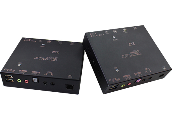 4K DisplayPort KVM Extender over CAT.x with Audio, IR, USB, 100M ( PoH )